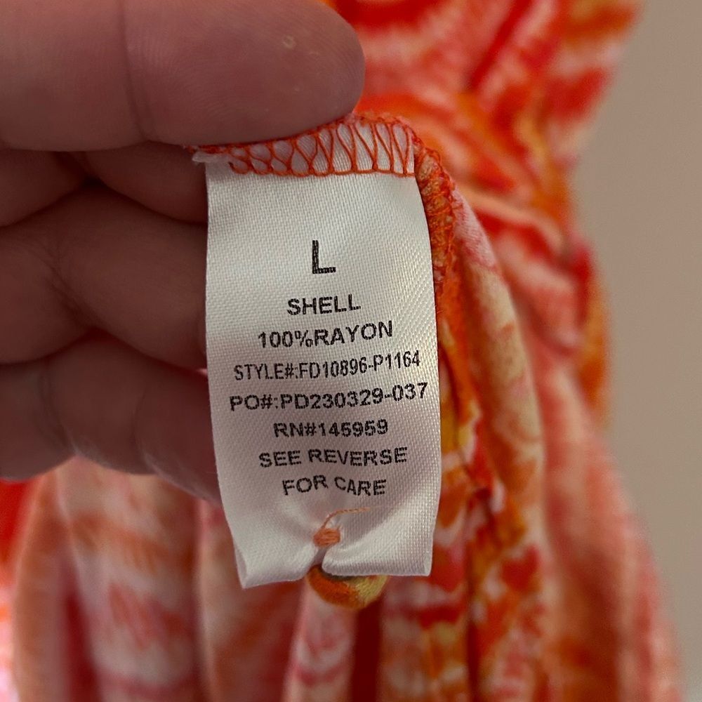 Dress Forum Orange Pink Tie Dye Stripe Oversized Beach Coverup Dress Size Large - Picture 6 of 8
